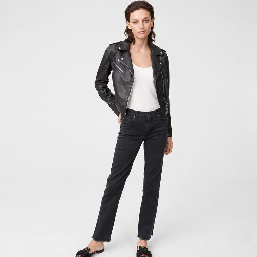 Club Monaco Color Black Gracella Leather Moto Jacket