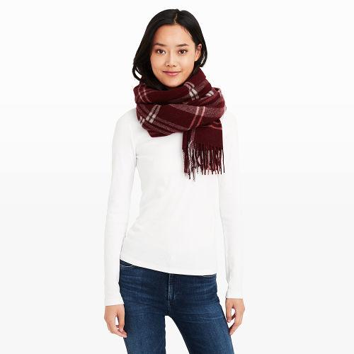 Club Monaco Color Burgundy Multi Ammelie Plaid Scarf