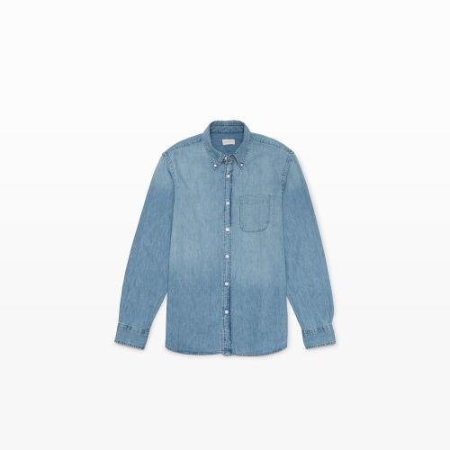 Club Monaco Color Medium Washed Indigo Classic Bd Denim Shirt