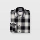 Club Monaco Grey Multi Ombre Plaid Loop Collar Shirt