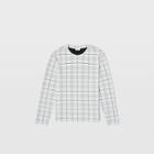 Club Monaco White Multi Windowpane Duofold Tee