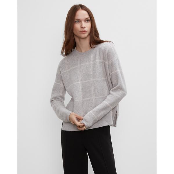 Club Monaco Plaid Cashmere & Silk Crewneck Sweater