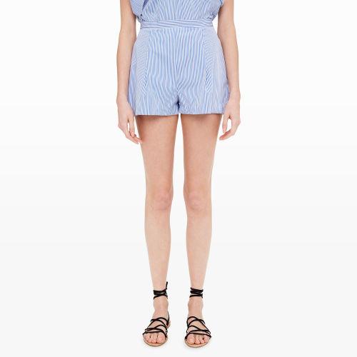Club Monaco Color Blue Mds Stripes Pleated Shorts
