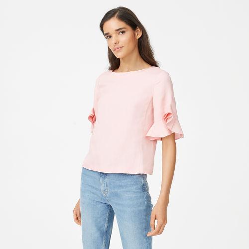Club Monaco Color Belle De Jour Hatleth Ruffle-sleeve Top