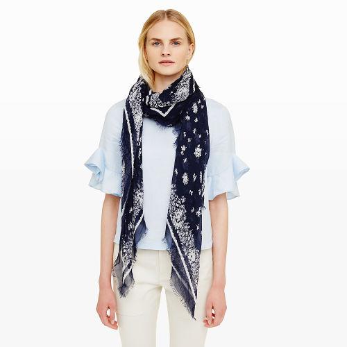 Club Monaco Color Blue White Mandina Printed Scarf