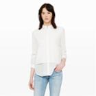Club Monaco Color White Prudence Silk-pieced Shirt In Size Xs