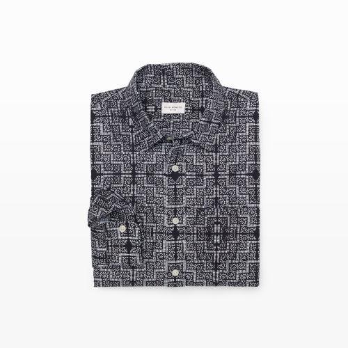 Club Monaco Color Black Slim-fit Tiles Shirt