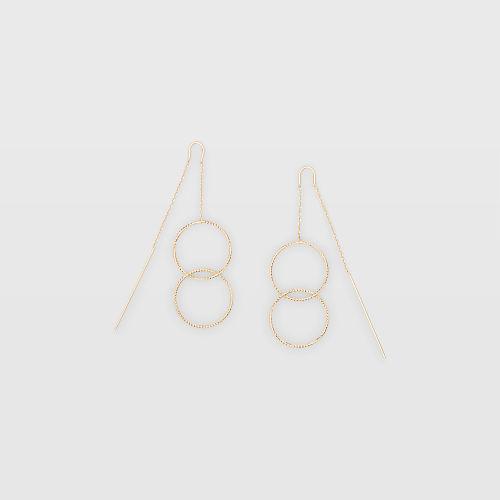 Cl Color Gold Double Circle Threader Earring
