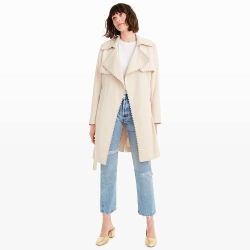 Club Monaco Color Green Lindy Scallop Trench Coat