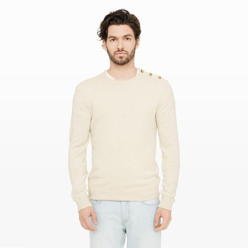 Club Monaco Color White Cashmere Slub Crew Sweater In Size Xs