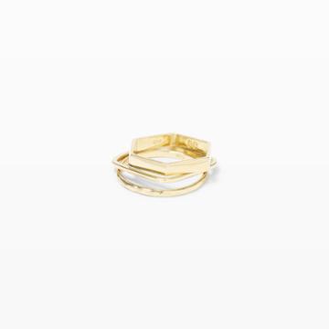 Bing Bang Color Gold Bing Bang Geometric Ring Set