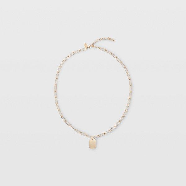Club Monaco Gold Long Dog Tag Necklace