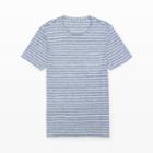 Club Monaco Color Blue Linen Stripe Tee Shirt In Size M