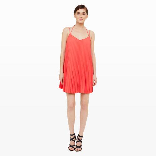 Club Monaco Color Bright Hibiscus Plumina Pleated Dress