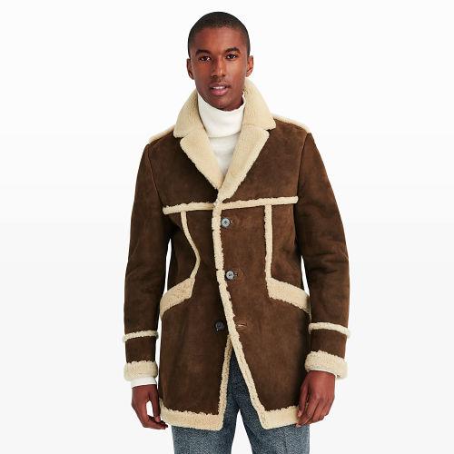 Club Monaco Color Brown Crombie Shearling Coat
