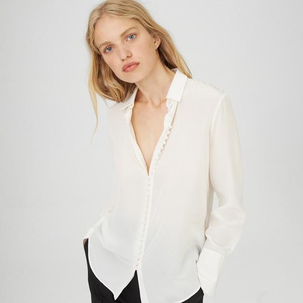 Club Monaco Blanc De Blanc Helek Silk Shirt