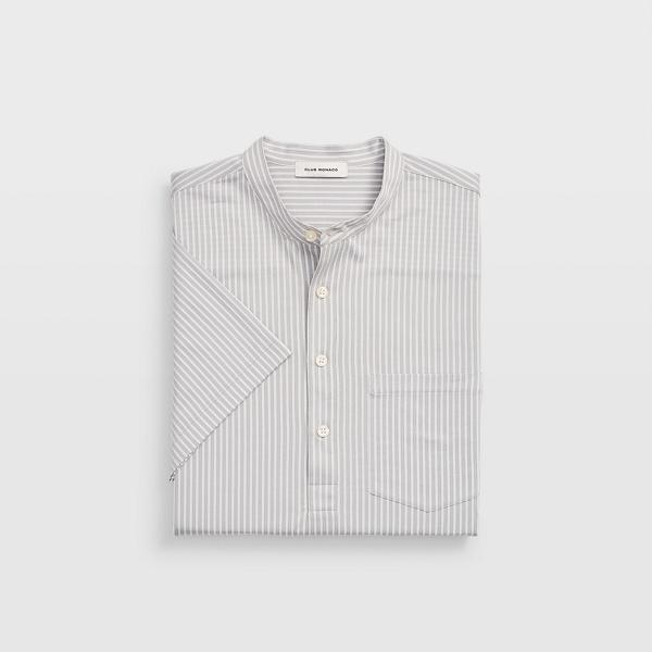 Club Monaco Grey Stripe Short-sleeve Stripe Popover