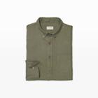 Club Monaco Color Olive Drab Slim Linen Shirt