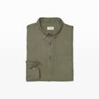 Club Monaco Color Olive Drab Slim Linen Shirt