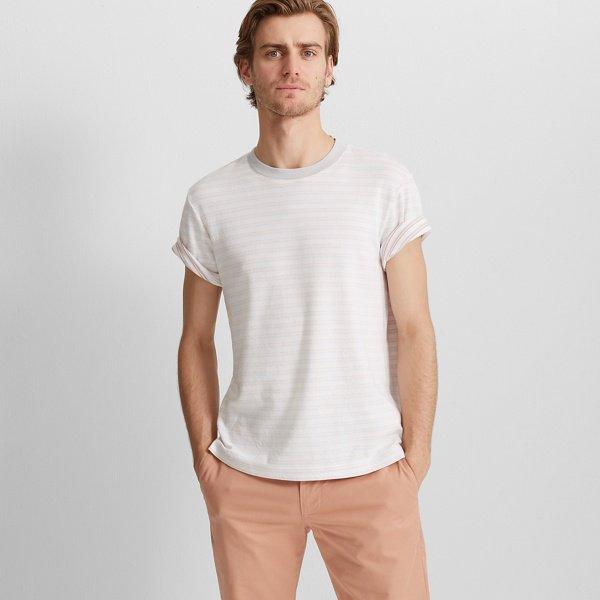Club Monaco Pure White Multi-stripe Tee