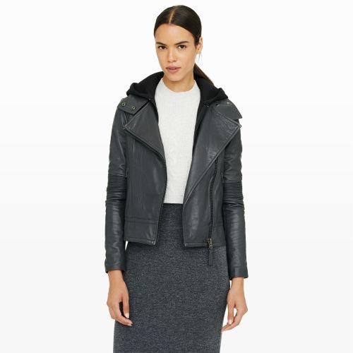 Club Monaco Color Grey Mackage Dalena Leather Jacket In Size Xs