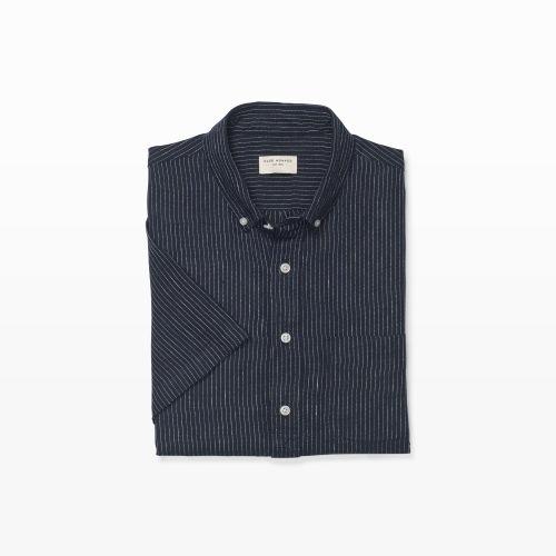 Club Monaco Color Blue Short-sleeve Linen Popover