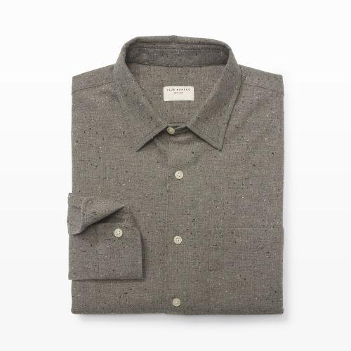 Club Monaco Color Grey Slim-fit Heather Nep Shirt In Size Xs