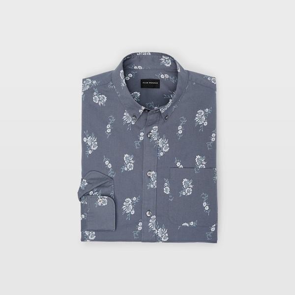 Club Monaco Blue Multi Slim Country Floral Shirt
