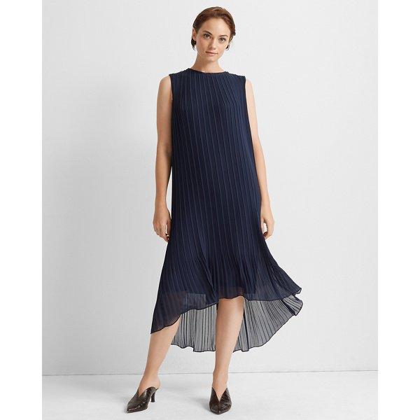 Club Monaco Navy Pleated High Low Dress