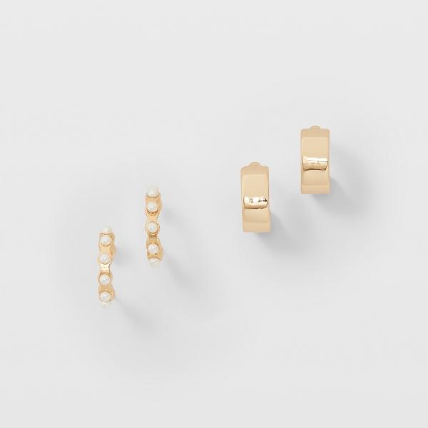Club Monaco Mini Pearl Hoop Set