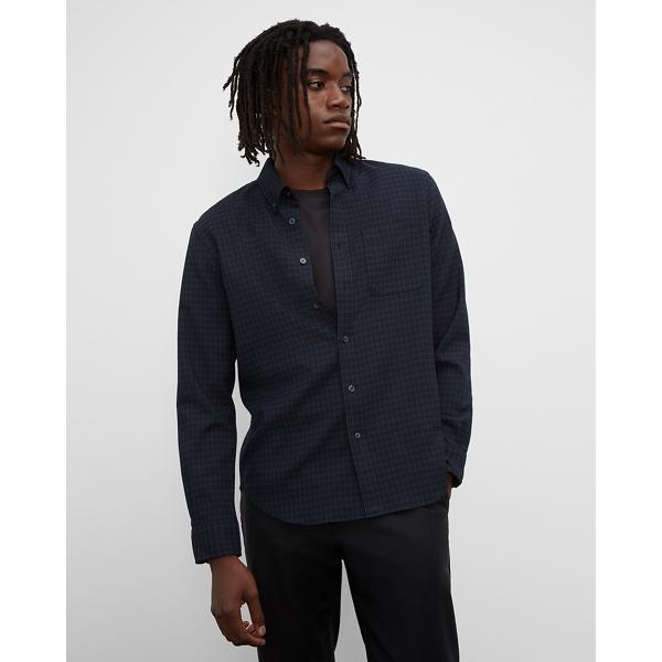 Club Monaco Long Sleeve Plaid Twill Shirt