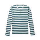 Club Monaco Color Blue Linen Stripe L/s Henley In Size Xs