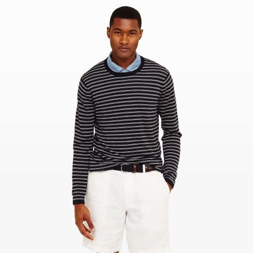 Club Monaco Color Blue Cashmere Silk Stripe Crew