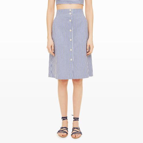 Club Monaco Color Blue Valencina Seersucker Skirt