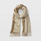 Club Monaco Tan Multi Double-face Plaid Wool Scarf