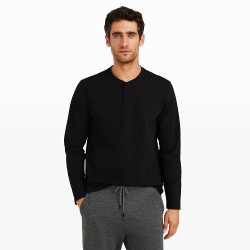 Club Monaco Color Black Covered Placket Henley