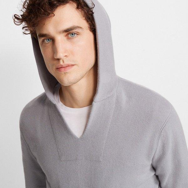 Club Monaco Steel Grey Cashmere Pullover Hoodie