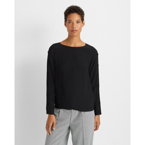 Club Monaco Black Button Sleeve Top