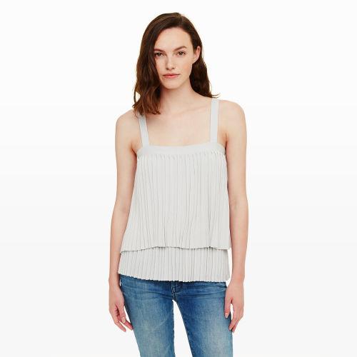 Club Monaco Color Grey Aberdeena Pleated Sweater Tank