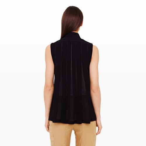 Club Monaco Color Black Zoela Silk-back Vest In Size Xs