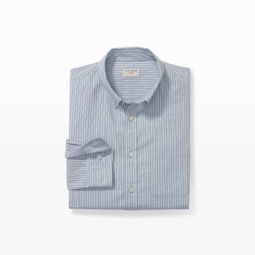 Club Monaco Color Cornflower Blue Slim Sporty Stripe Shirt