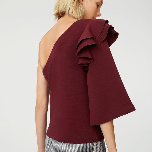 Club Monaco Color Red Elyssa Ruffle Top