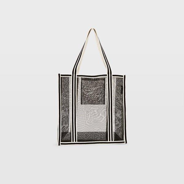 Club Monaco Black Mesh Beach Bag