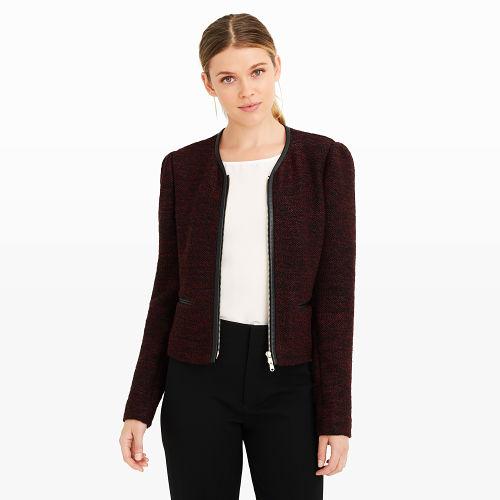 Club Monaco Color Burgundy Melange Braxlee Knit Jacket