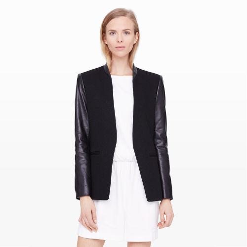 Club Monaco Color Black Natly Leather Blazer In Size 0
