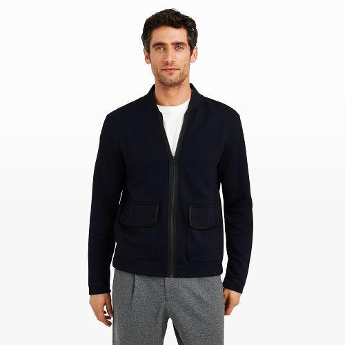 Club Monaco Color Blue Taped Bomber Jacket