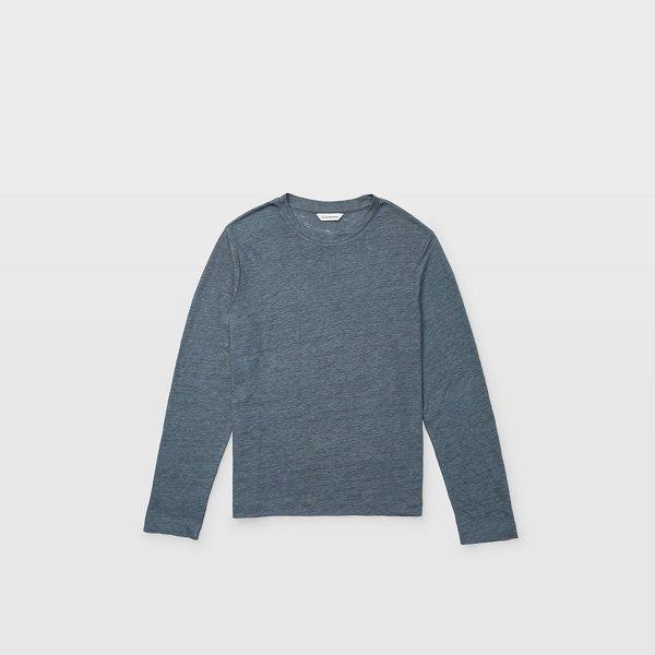 Club Monaco Scout Blue Long-sleeve Linen Crew