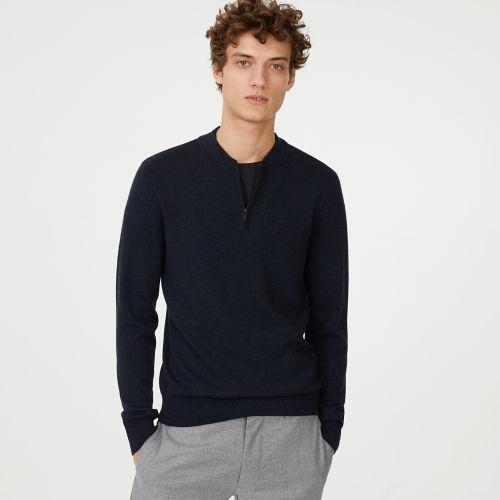 Club Monaco Color Blue Merino Quarter-zip Sweater