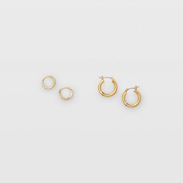 Club Monaco Gold Pearl Hoop Set