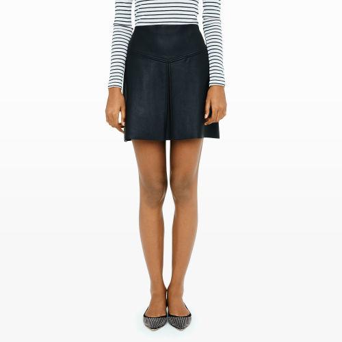 Club Monaco Color Black Franjeska Faux-leather Skirt